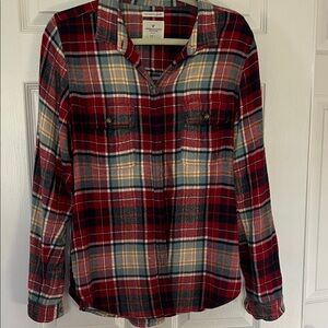American Eagle Outfitters Soft Fanel Red Plaid Shirt